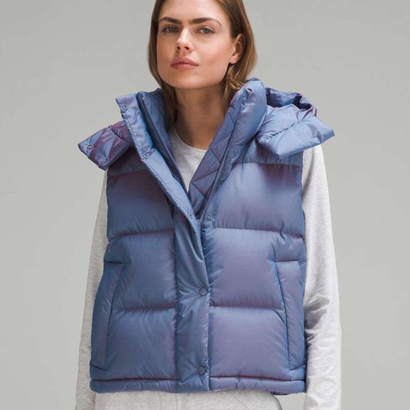 lululemon athletica Jackets & Blazers - Lululemon Wunder Puff Cropped Vest heathered wild indigo size 6